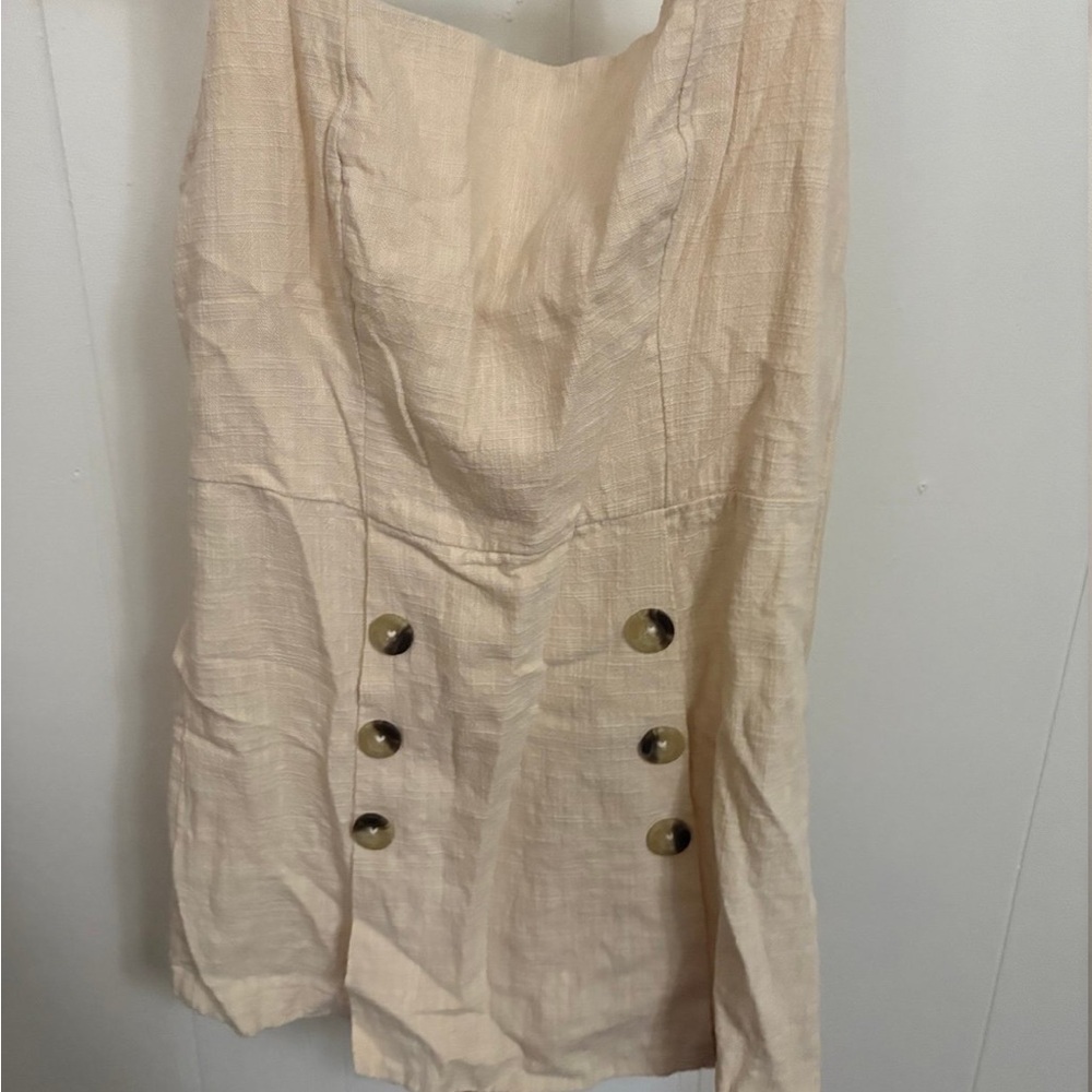 Urban Outfitters Cream Button-Accent Mini Skirt